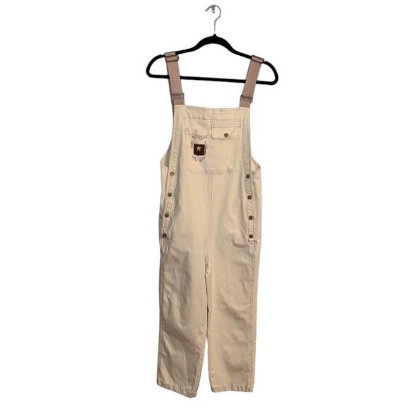 Women’s Small cute neutral overalls creamy beige - Picture 1 of 13
